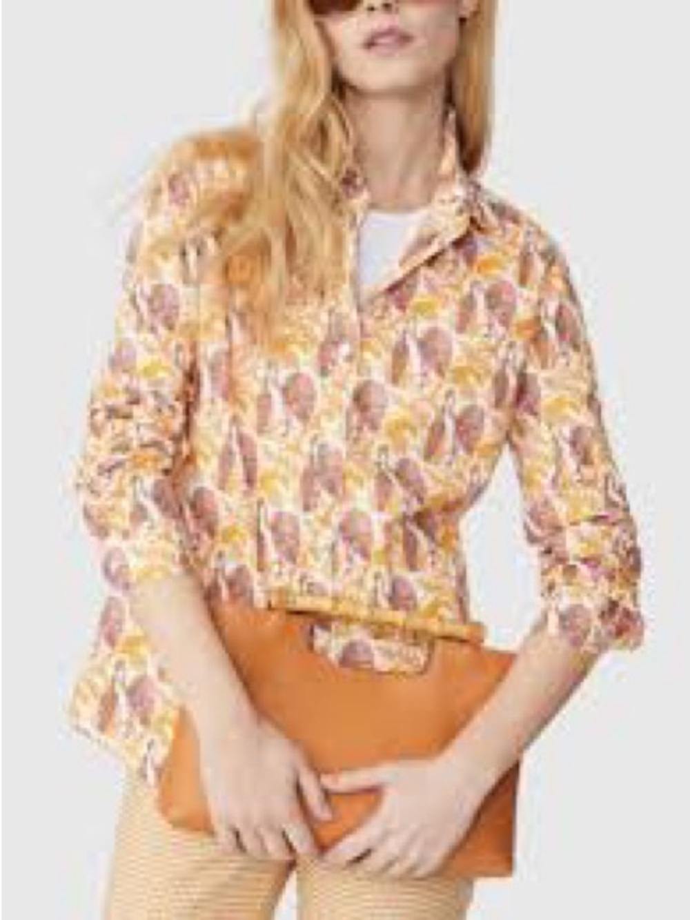 J. McLaughlin Lois Women's Bird Print Button Down Shirt Size Medium Cotton